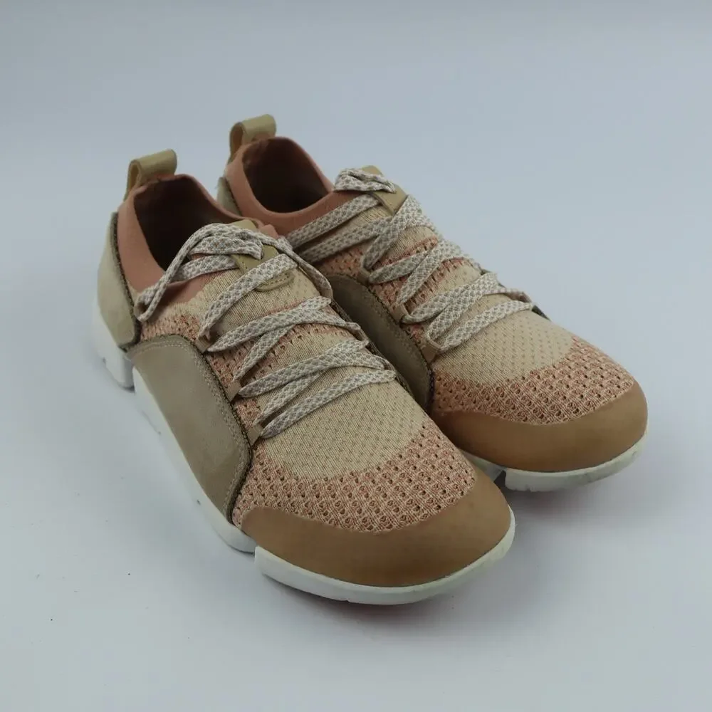 Clarks tri Amelia Women’s Sneakers Pin Combi Mess Suede Comfort Shoes Size 8M
